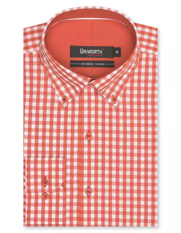 Check White/Orange Business Casual Fit Shirt