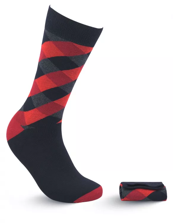 Black/Red Argyle Walkees Sock