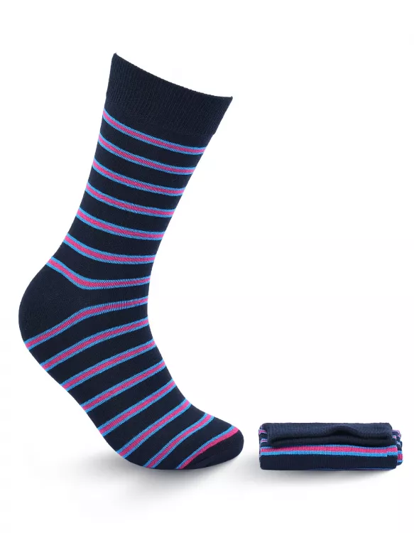 Black/D Pink Stripe Walkees Sock