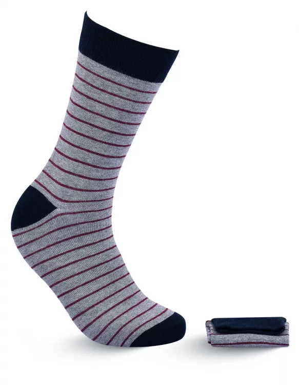 Grey/Maroon Stripe Walkees Sock