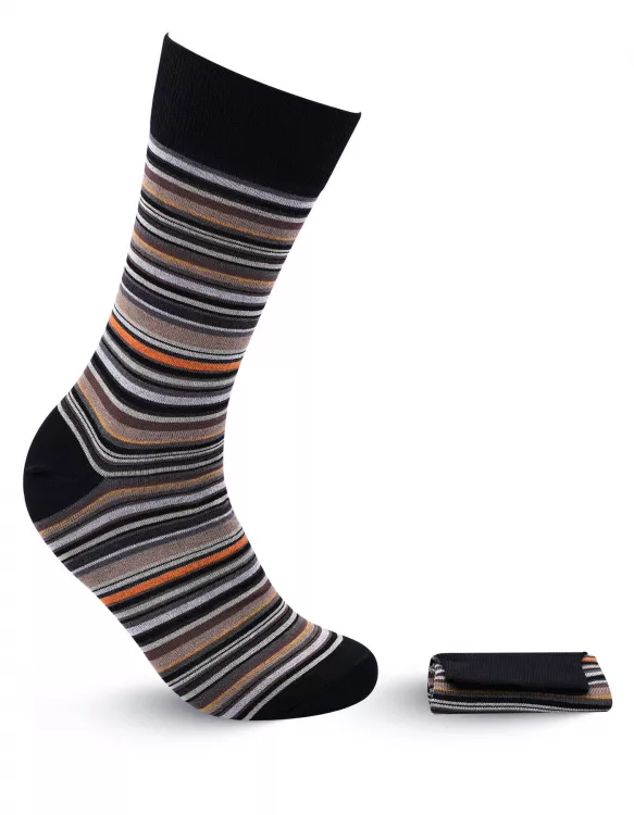 Black/Brown Stripe Walkees Sock