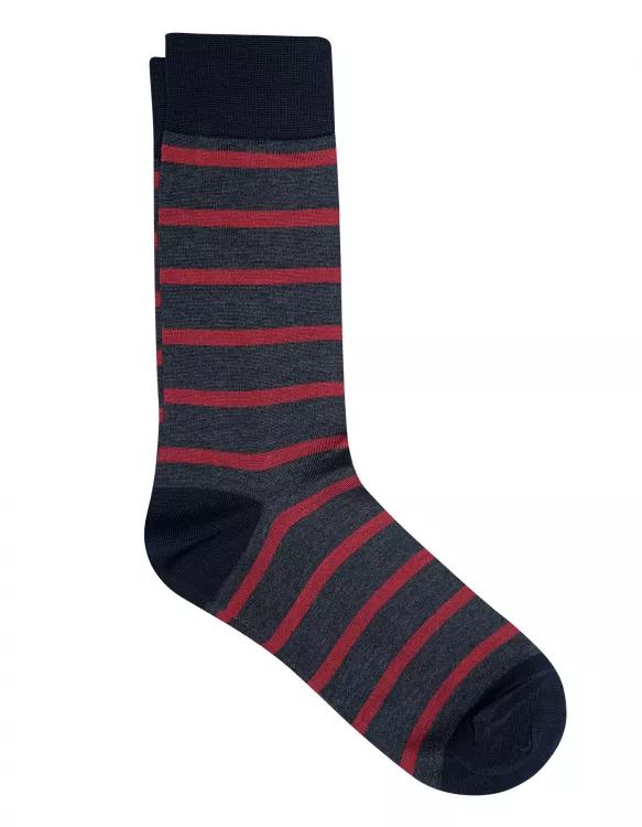 Charcoal/Maroon Stripe Sock