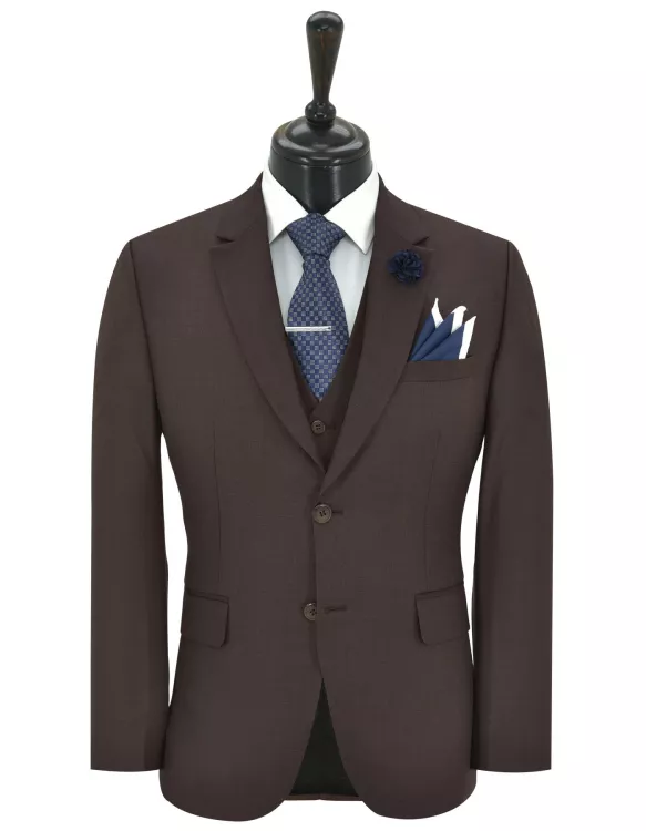 Chocolate Plain Suit Tailored Smart Fit