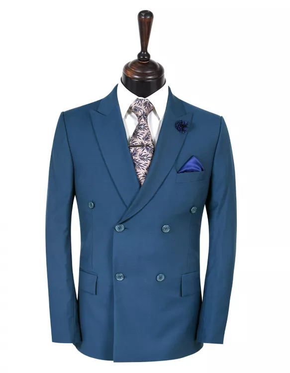 Teal Blue Plain 2 PCS Suit