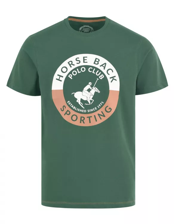 Crew Neck Green Graphics T-shirt