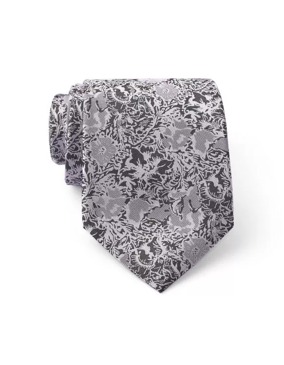 Grey Floral Tie