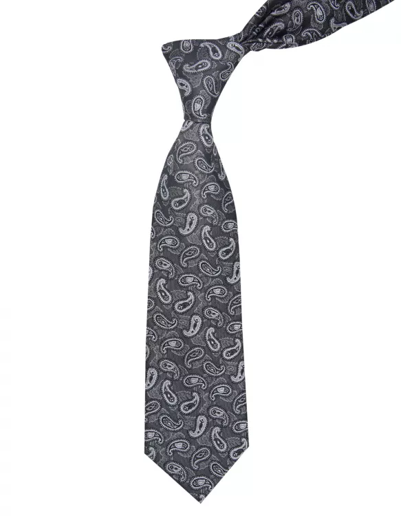Charcoal Paisley Tie