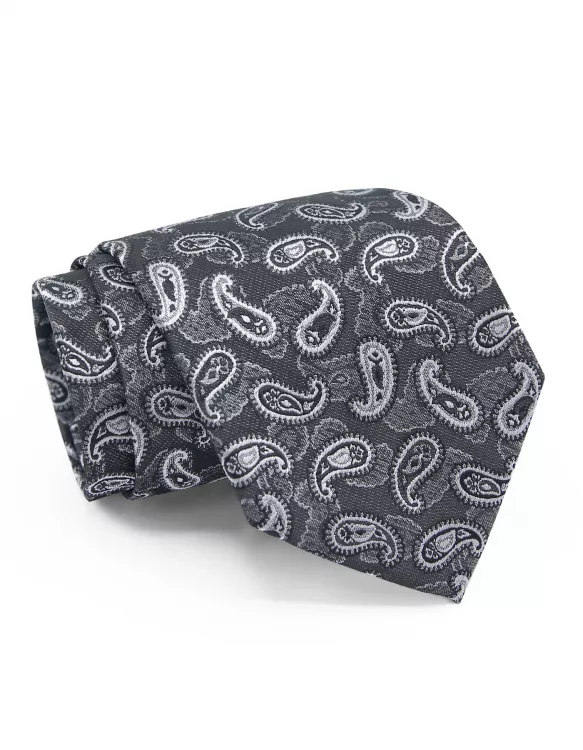 Charcoal Paisley Tie