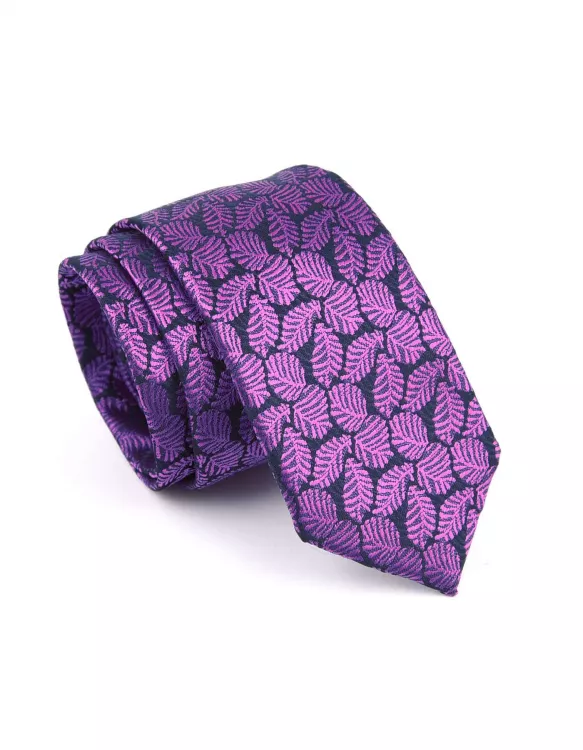 M Purple Floral Slim Tie