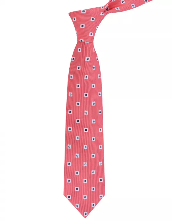 Pink/White Geometric Tie