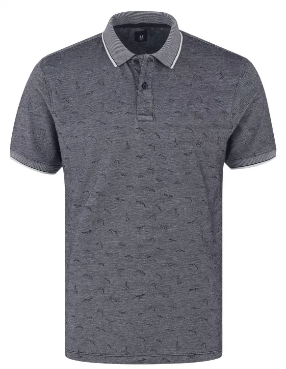 Printed Charcoal Half Sleeves Polo T-Shirt