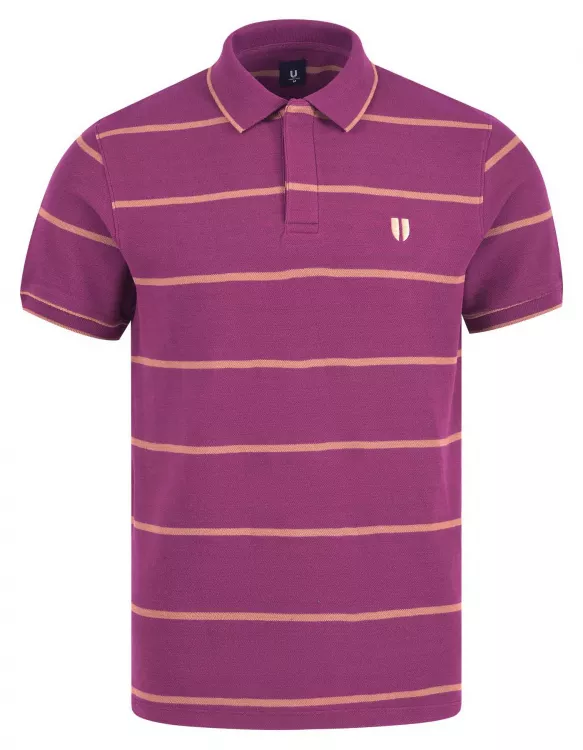 Heirloom-Plum Stripe Half Sleeve Polo T-shirt