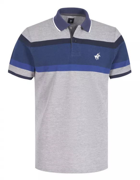 Stripe Grey/Navy Half Sleeves Polo T-Shirt