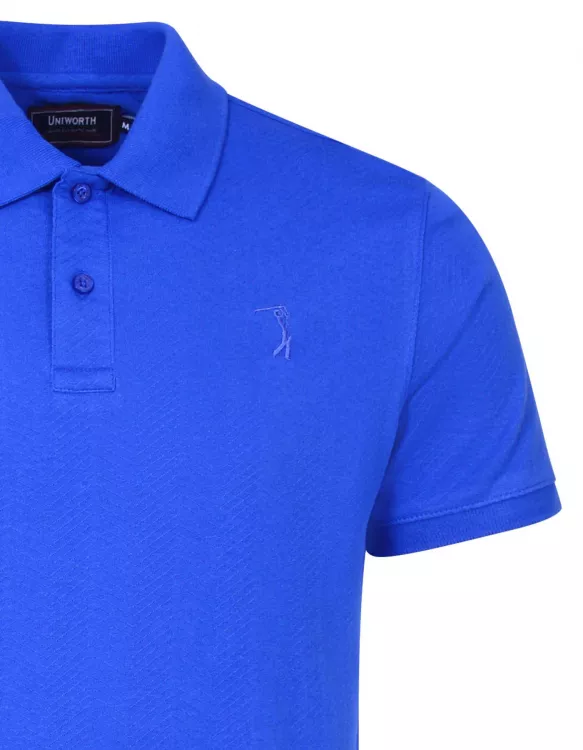 Blue Half Sleeves Texture Polo-Shirt