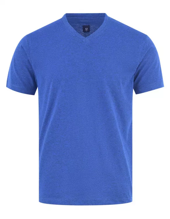 Plain Blue Half Sleeves V Neck T-shirt
