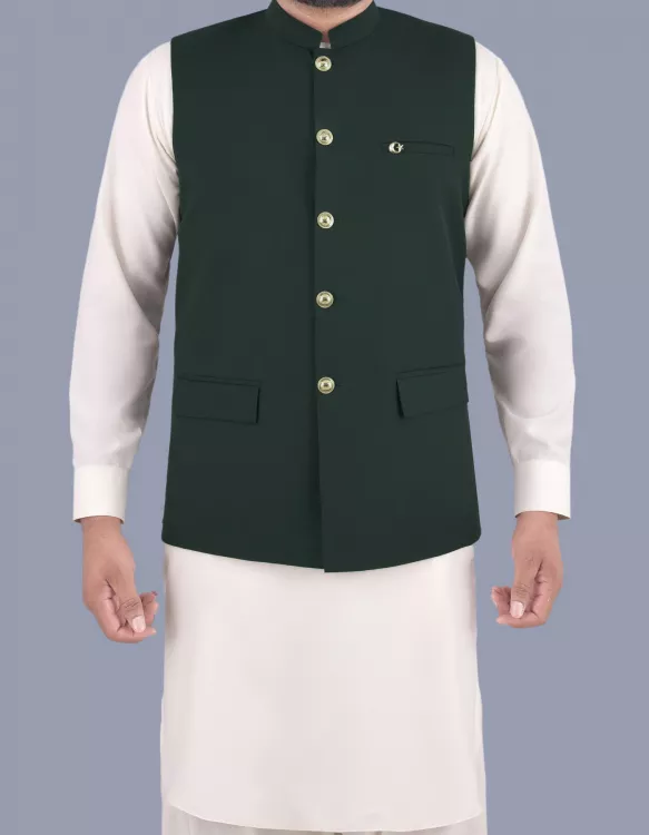 Green Plain Waist Coat