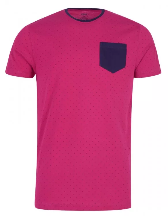 Deep Pink Dotted Print Half Sleeves T-shirt
