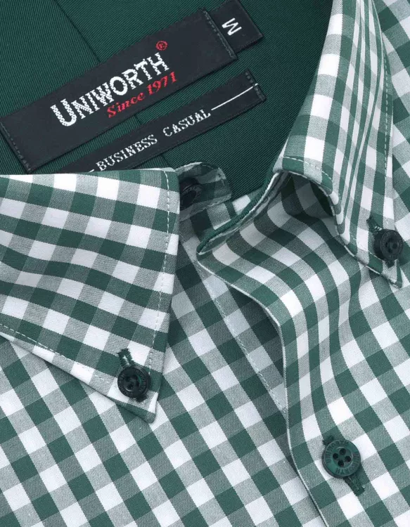 Check White/Green Business Casual Fit Shirt