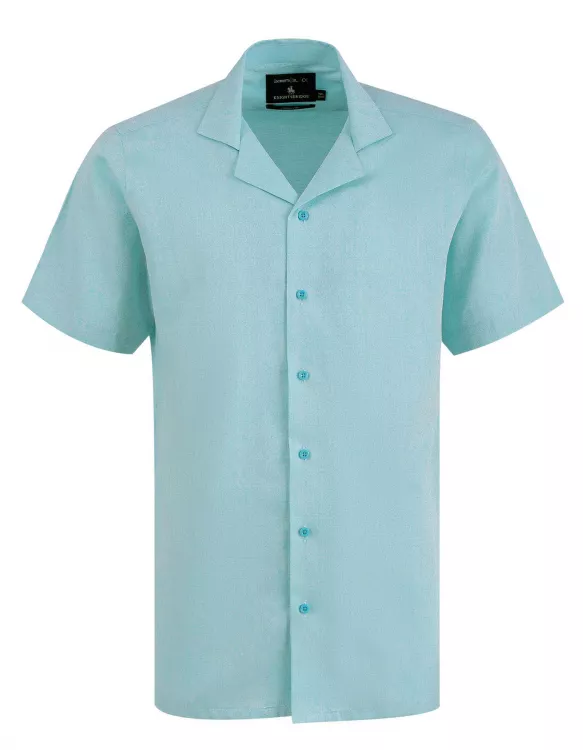 Printed Aqua Tailored Smart Fit Linen Shirt