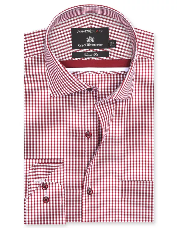 Check White/Maroon Classic Fit Shirt