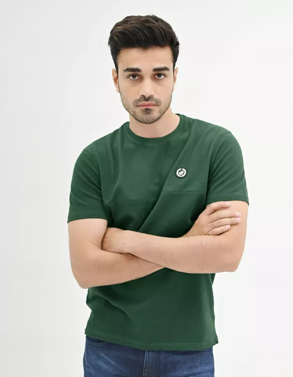 Texture Green Half Sleeve  T-Shirt
