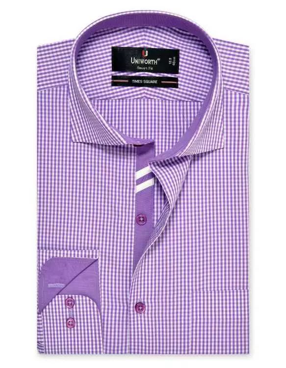 Check White/Purple Smart Fit Shirt