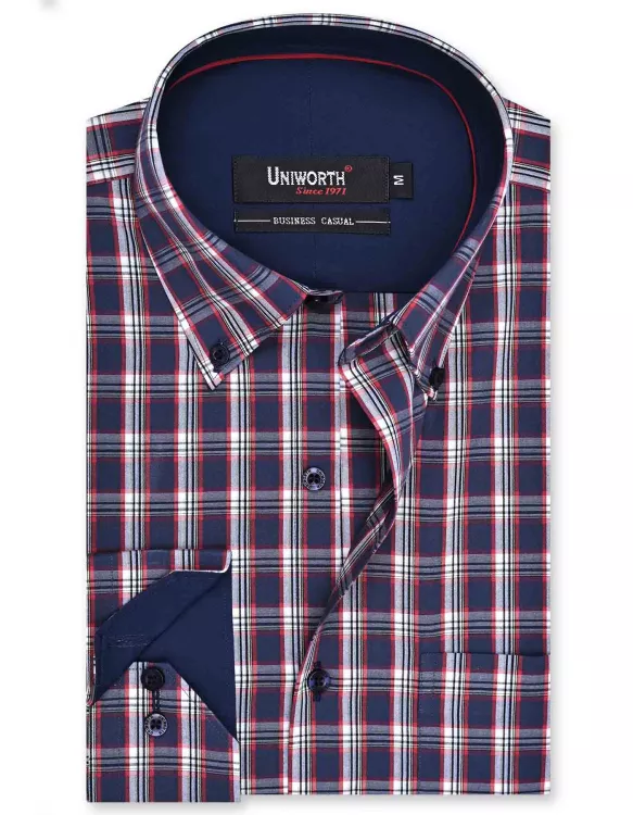 Check Navy Business Casual Fit Shirt