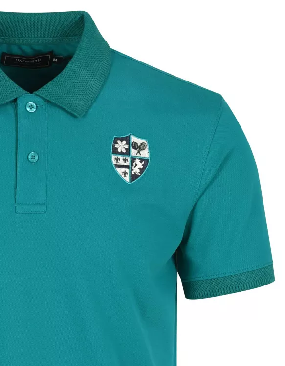Sea Green Embroidered Logo Half Sleeves Polo-Shirt
