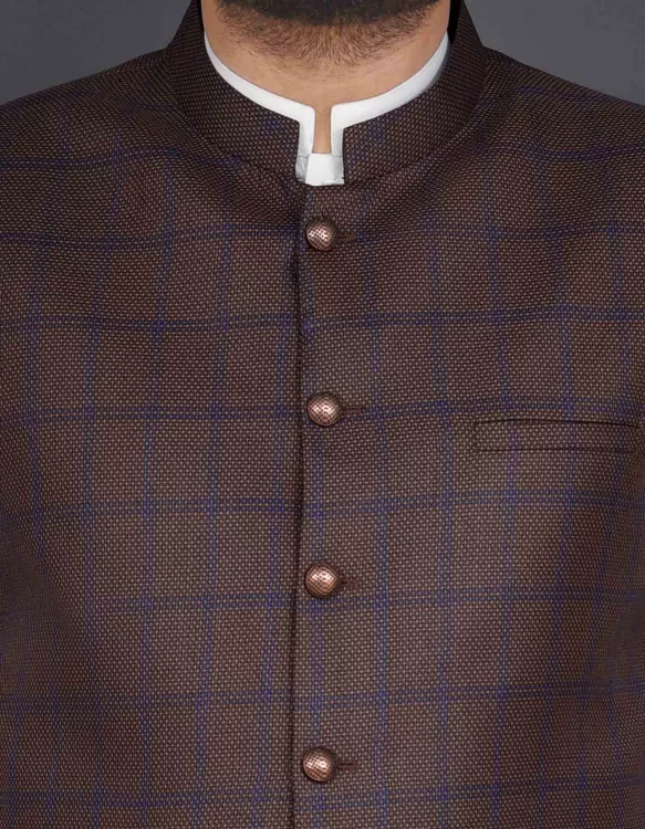 Brown Check Waist Coat