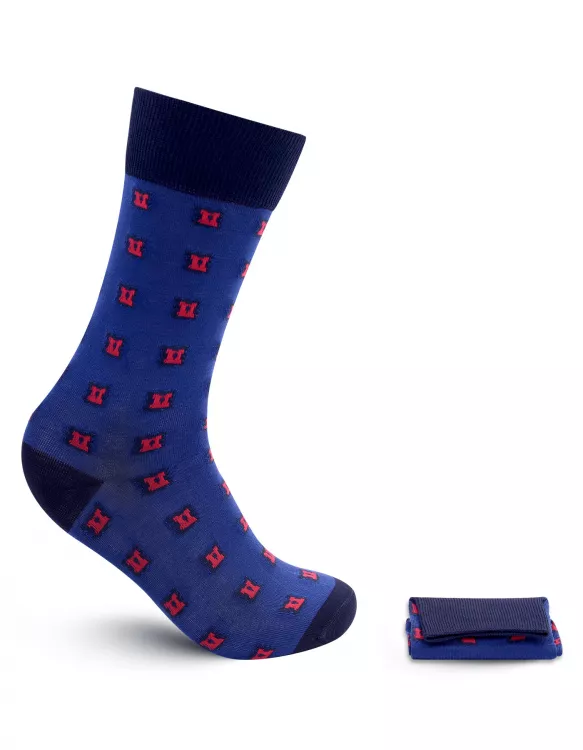 Blue/Red Geometric Walkees Sock