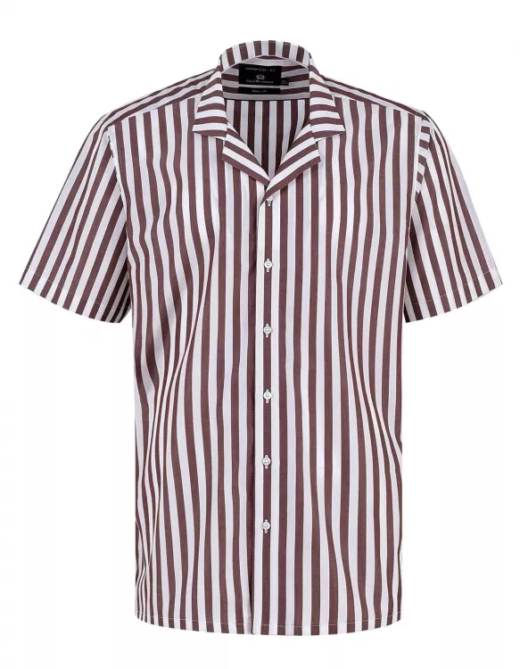 Stripe White/Brown Classic Fit Shirt