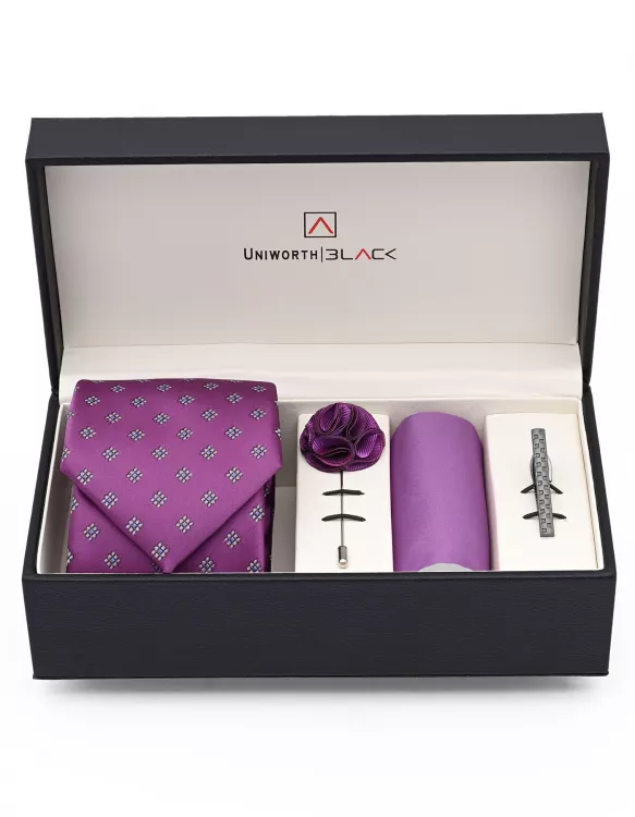 Purple/White Geometric Men Accessories Box