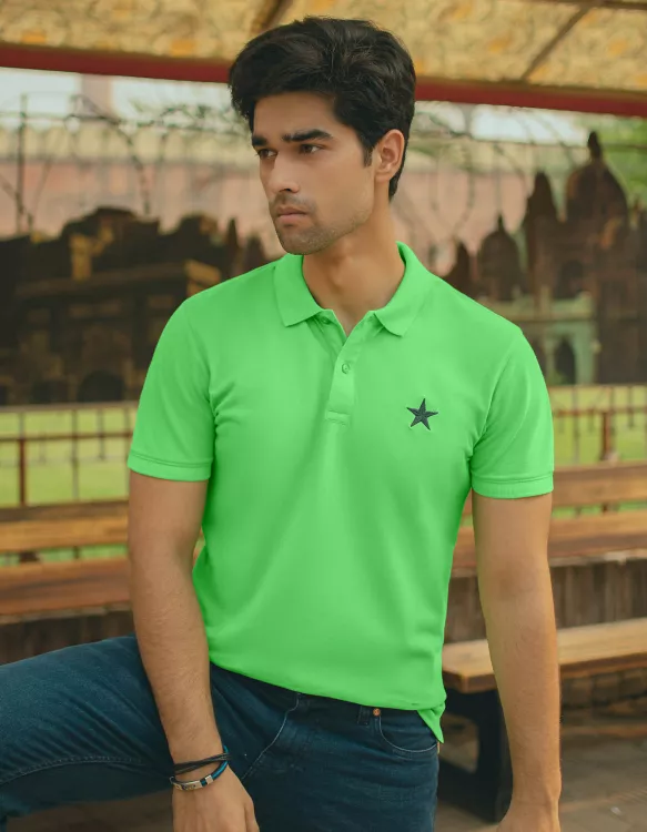 Plain L Green Half Sleeves Polo T-Shirt