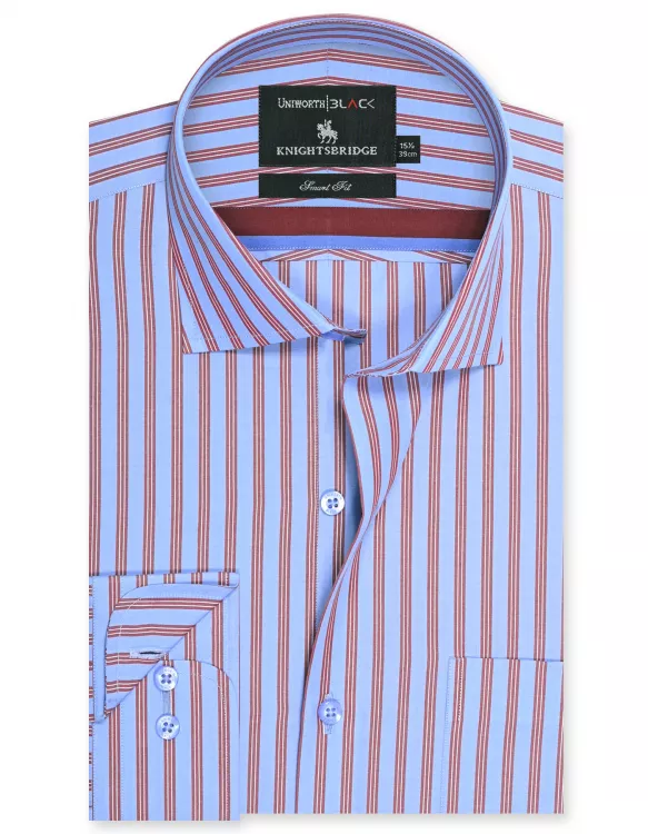 Stripe Maroon/Sky Tailored Smart Fit Shirt