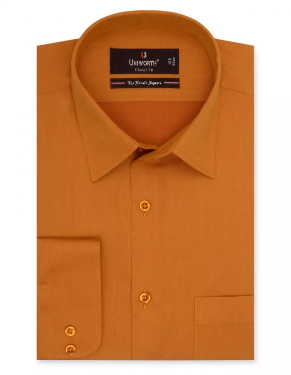 Plain Orange Classic Fit Shirt