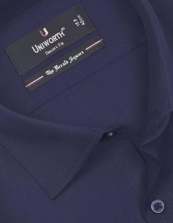 Navy Blue Plain Smart Fit Shirt
