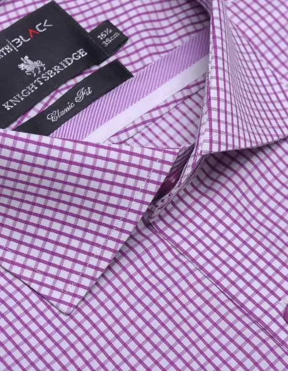 Check White/Purple Classic Fit Shirt