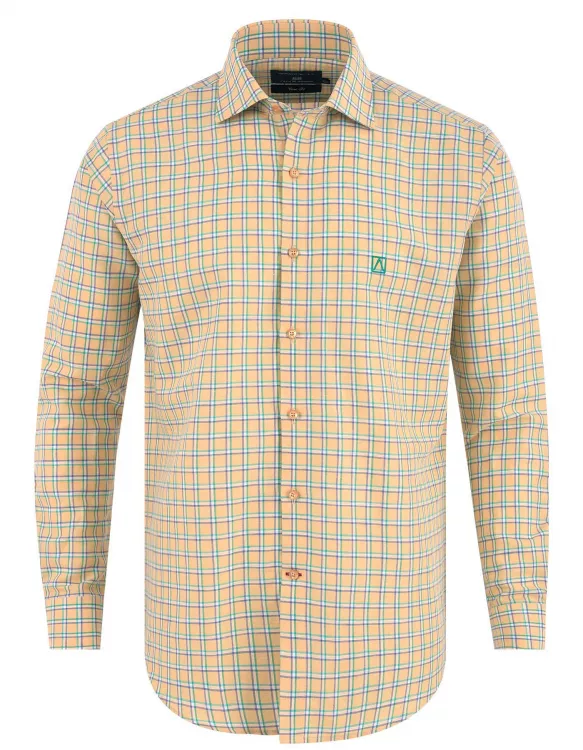 Check Yellow/Green Classic Fit Linen Shirt