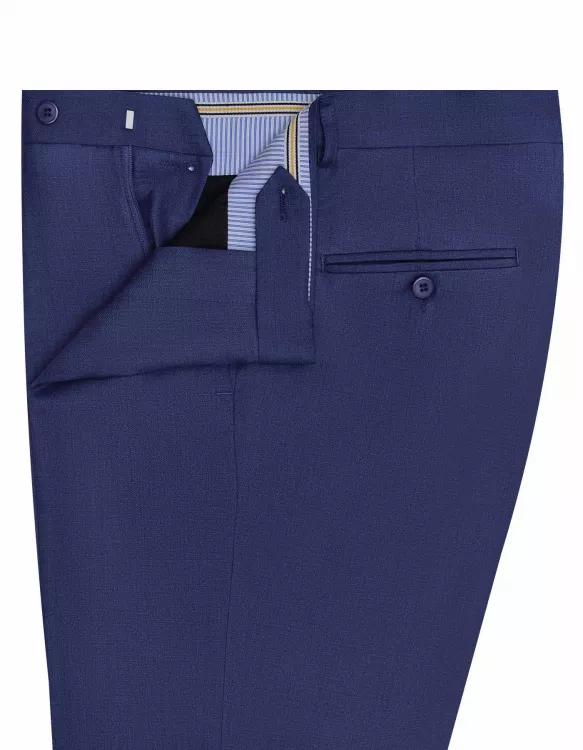 Blue Slub Formal Trouser Smart Fit
