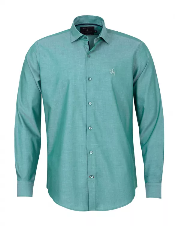 Medium Green Plain Business Casual Fit Shirt