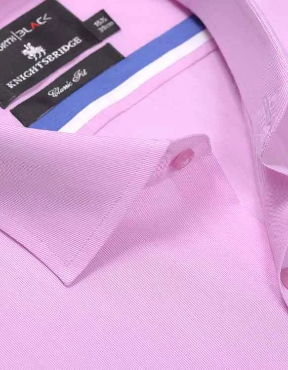 Knight Bridge White And Pink Stripe Classic Fit Formal Shirt