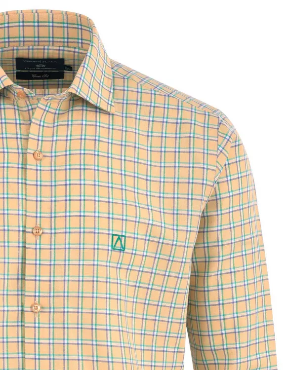 Check Yellow/Green Classic Fit Linen Shirt