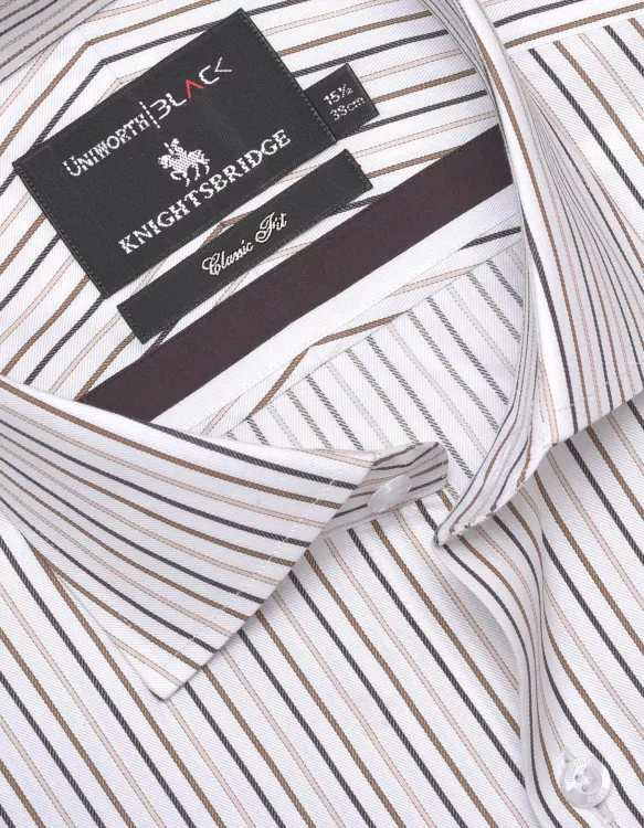 Stripe Brown/White Classic Fit Shirt