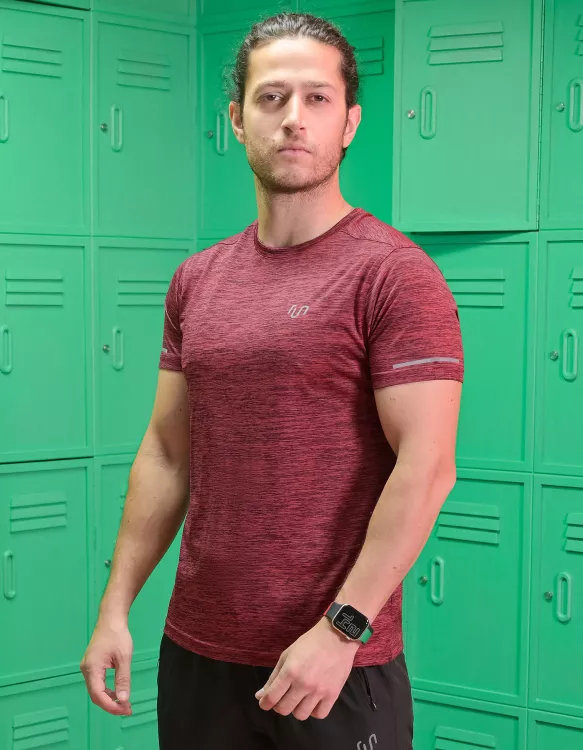 Maroon Half Sleeves Gym Tee